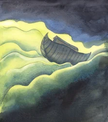 De katholieke kerk is als een ark, die soms in stormachtig water wordt geworpen en allerlei onrust ondervindt, 2005 (aquarel op papier)