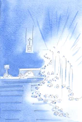 De heilige Engelen waren aanwezig en versierden de Kerk met guirlandes, waarmee zij de vreugde van de Hemel over een wijding toonden, 2002
