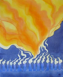 De nederdaling van de Heilige Geest op de apostelen en Maria met Pinksteren