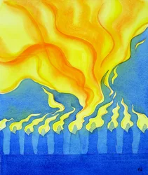 De nederdaling van de Heilige Geest op de apostelen en Maria met Pinksteren