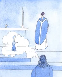De moeder van een priester moet haar aandeel in de ontwikkeling van zijn roeping erkennen, 2005 (aquarel op papier)