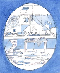 De ziel van iemand die leeft in onberouwvolle, ernstige zonde, 2005 (aquarel op papier)