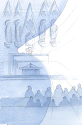 Het hele kerkgebouw is vol met engelen; we raken ze op elk moment aan