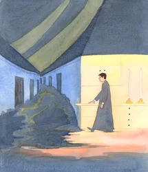 Er zijn priesters in groot moreel gevaar die onze gebeden nodig hebben, 2005 (aquarel op papier)