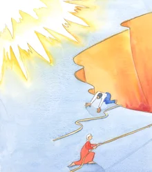 Die Heilige Zielen die geholpen zijn door onze gebeden, en die klaar zijn voor de Hemel, zijn als mensen die een grote klif zijn opgetild, om in vreugde en dankbaarheid aan te komen op de top, vanwaar ze de glorie van de Hemel dichtbij kunnen zien, 2005 (a