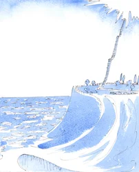 Zij die onafhankelijk van God, Zijn Kerk en Zijn wetten proberen te leven, leven als op een plaat smeltend ijs, 2004 (aquarel op papier)