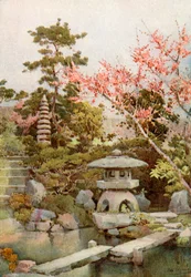 Een oude tuin (kleurenlitho)