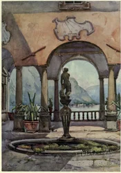 De loggia, Villa Pliniana, Lago di Como, Illustratie uit 