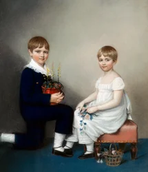 Charles (zes jaar) en Catherine Darwin