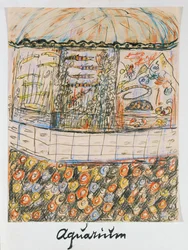 Aquarium (inkt en krijt op papier)