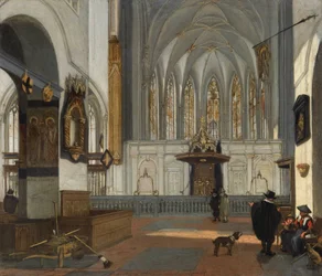 Dutch: Gezicht op het koor van de Janskerk te Utrecht, vanuit het schip gezien View of the Choir of the Janskerk in Utrecht