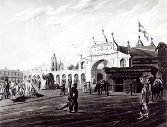 Marktplaats, gegraveerd door Daniel Havell, 1820