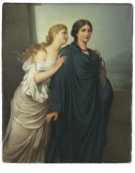 Rechthoekige plaquette, "Antigone en Ismene"