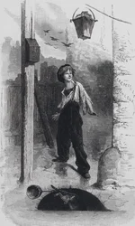 Scène uit Les Miserables, door Victor Hugo: Gavroche