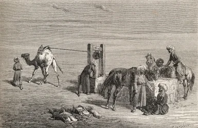 Een put in de woestijn tussen Samarkand en Karshi, Oezbekistan, illustratie uit 