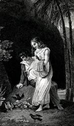 Gravure ter illustratie van de roman 