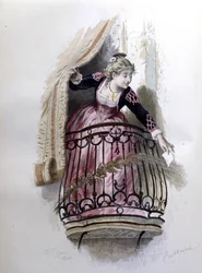Rosine, personage uit de Barbier van Sevilla van Beaumarchais. Illustratie door Emile Bayard