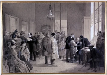 Scènes van inenting in het laboratorium van de Normale School in 1886