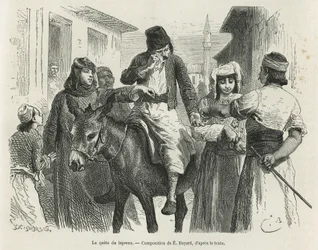 De Leproux-zoektocht in Chio, tekening door Emile Bayard, ter illustratie van het verhaal 