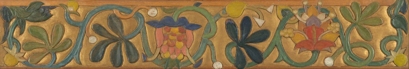 Bord Versierd met Rankplanten en Bloemen