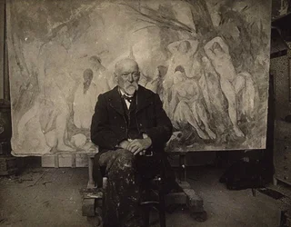 Paul Cézanne in zijn atelier in Les Lauves