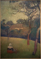 Zittende Bretonse vrouw