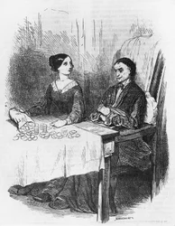 Illustratie voor Eugenie Grandet, roman door Honore de Balzac (1799-1850) uit de meerdelige collectie getiteld Human Comedy, gravure door Emile Deschamps (1822-1893)