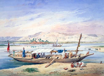 Een boot op de Nijl, Egypte, 19e eeuw
