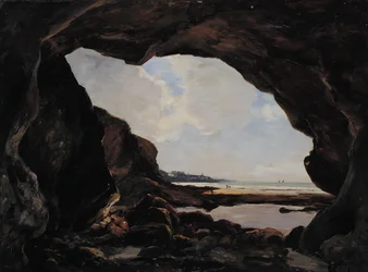 Grot van de Ris onder de ijzerhoudende klif, Douarnenez, augustus 1876