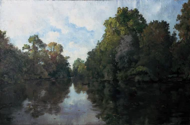 Clisson, La Sèvre bij de meelmolen, de bomen van de Garenne Lemot