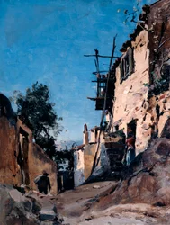 De oude stad onder de begraafplaats, Menton, 1890