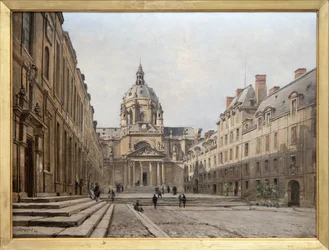 Uitzicht op de binnenplaats van de oude Sorbonne in 1886