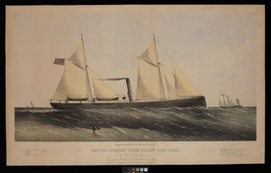 Verenigde Staten tweeschroef kanonneerboot. Spirea. Gebouwd door Saml H Pouk Fairhaven Conn. 1864...