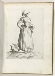 Dienstbode uit Vlaanderen, gekleed volgens de mode van ca. 1550