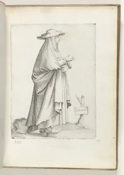Vrouw naar rechts, in Spaanse kleding. ca. 1550