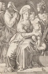 De Heilige Familie met St. Anna en St. Catharina