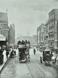 Bishopsgate: noord vanaf Liverpool Street, Londen, 1890