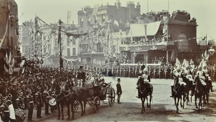 Blackwall Tunnel: praal als de Prins van Wales, later Koning Edward VII, en Prinses Alexandra de ceremoniële opening van de tunnel bijwonen, 1897