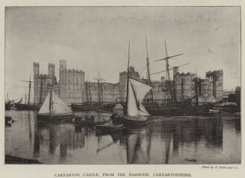 Kasteel Carnarvon, vanaf de haven, Carnarvonshire