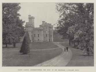 Cluny Castle, Aberdeenshire, de zetel van Sir Reginald Cathcart, baronet