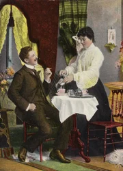 Koppel drinkt samen thee