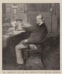 Dr. Garnett, CB, in zijn kamer in het British Museum