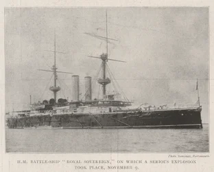 HM Slagschip Royal Sovereign, waarop een Ernstige Explosie plaatsvond, 9 november