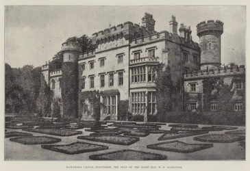 Hawarden Castle, Flintshire, de zetel van de zeer eerwaarde W E Gladstone