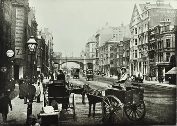 Holborn Viaduct, Farringdon Street, kijkend naar het noorden, City of London, 1890