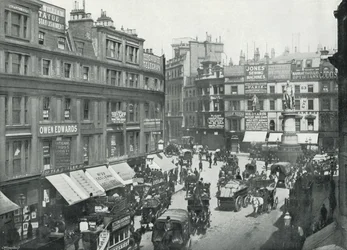 King William Street, het Cannon Street einde, met het standbeeld van King William