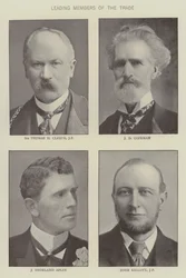 Vooraanstaande leden van de kruideniersbranche (z/w foto)