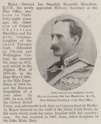 Generaal-majoor Sir Ian Hamilton, KCB, nieuwe militaire secretaris bij het Ministerie van Oorlog