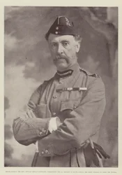 Generaal-majoor de eerwaarde Neville Gerald Lyttelton, commandant van de 4e brigade in Zuid-Afrika, de eerste generaal die de Tugela overstak