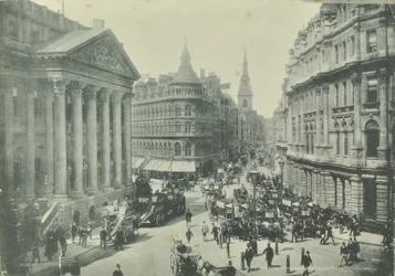 Mappin en Webb, Cheapside, vanaf Mansion House kijkend naar het westen, City of London, 1890